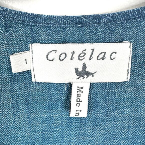 Cotelac Dress Womens 1/ US 6 Blue Linen Sleeveless Casual Shift Lagenlook - Picture 7 of 9